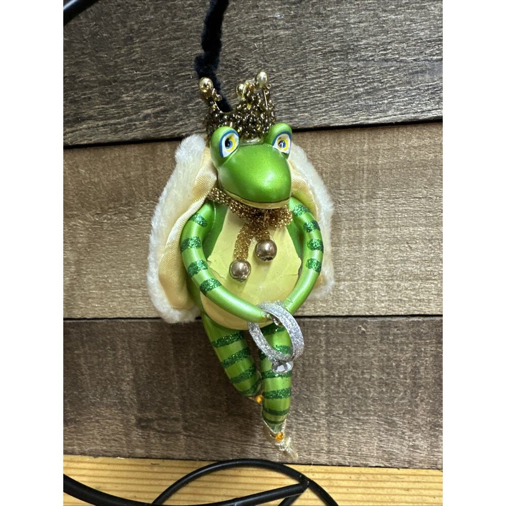 Blown Glass Frog Prince Ornament 7”